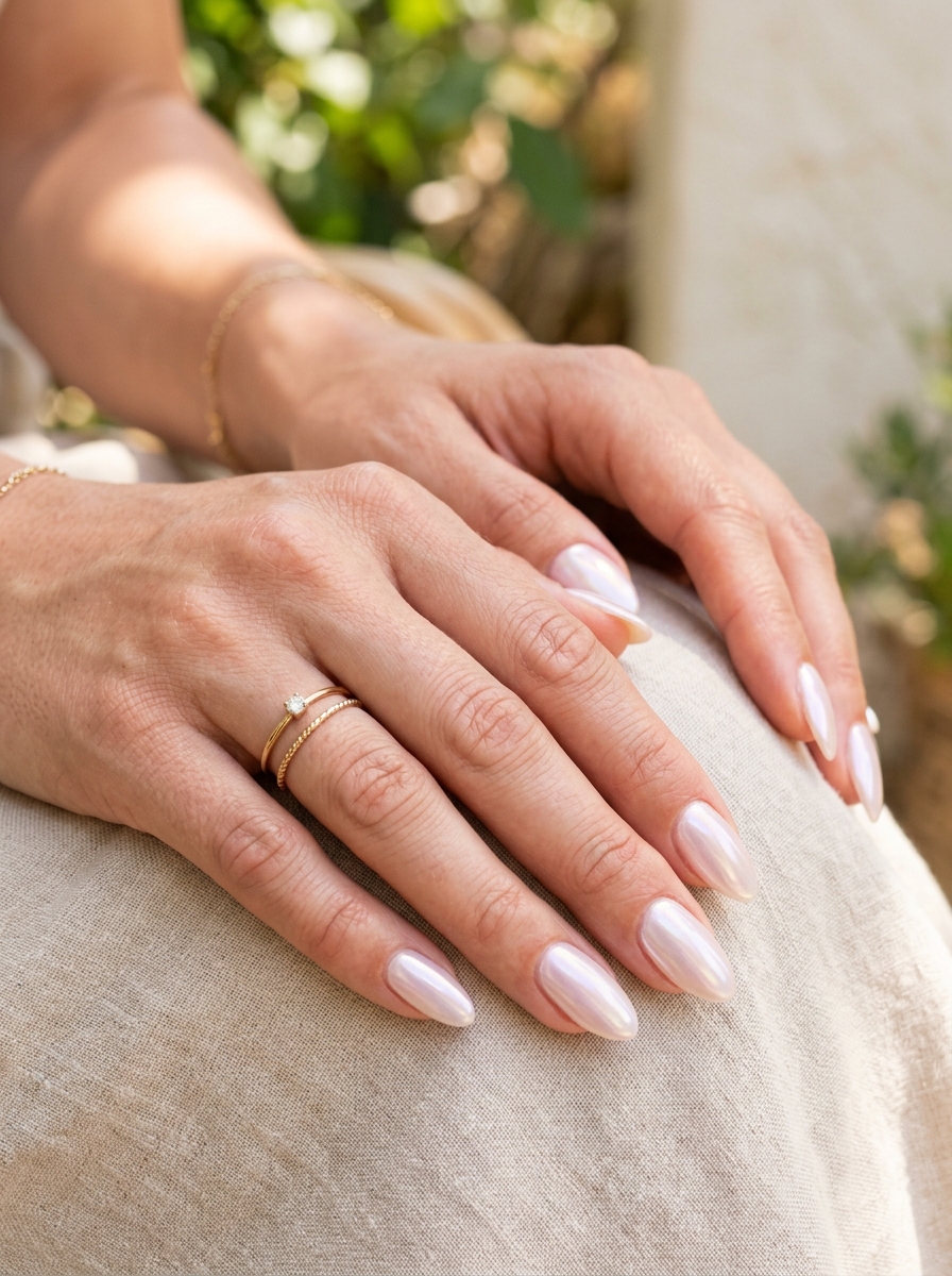 Pearl Shell Glow Nails